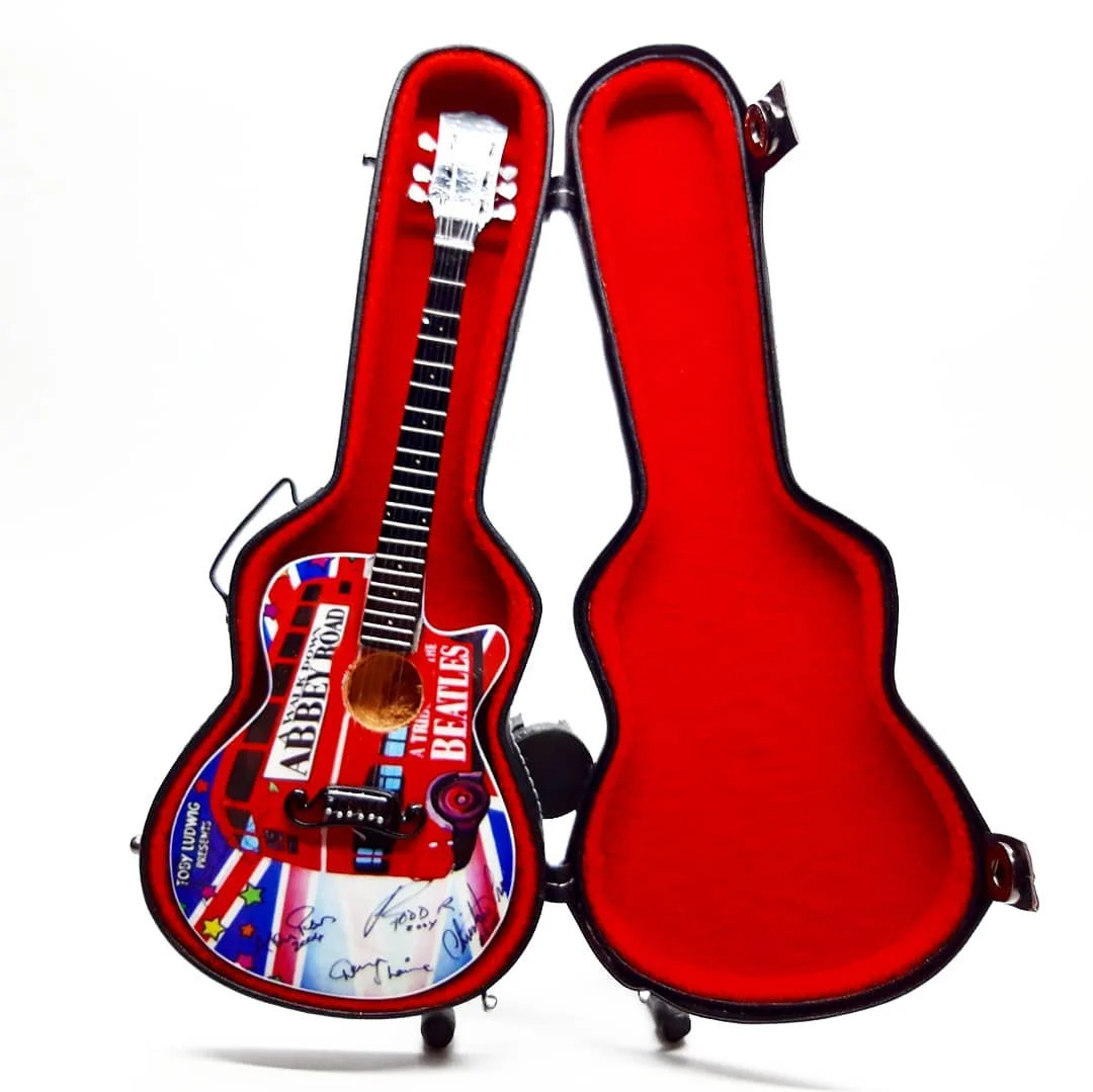MINIATURE GUITAR 10 INCH PLUS MINIATURE HARDCASE FOR COLLECTIABLE HOME DECORATIONS