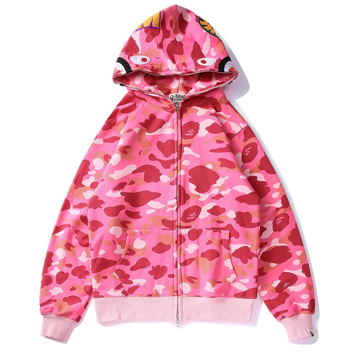 Pink Camouflage Bape Hoodie Cartoon Wholesale Custom High Quality Unisex Pullover Print Camo Men Hooded Customized Color Unlined