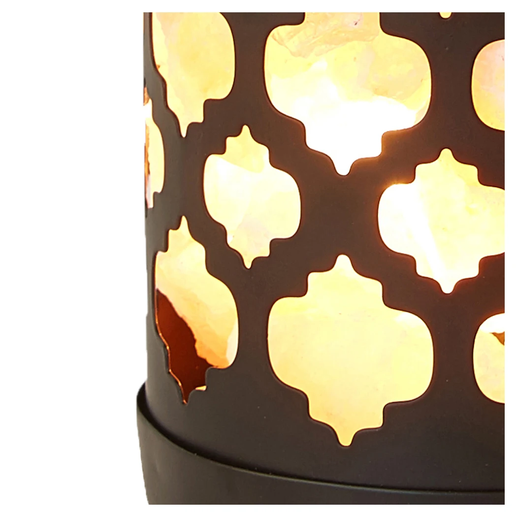 Real Himalayan Pink Salt Rock Lamp Crystal Salt Chunks in Black Iron Art Basket Dimmer Light for Air Purification