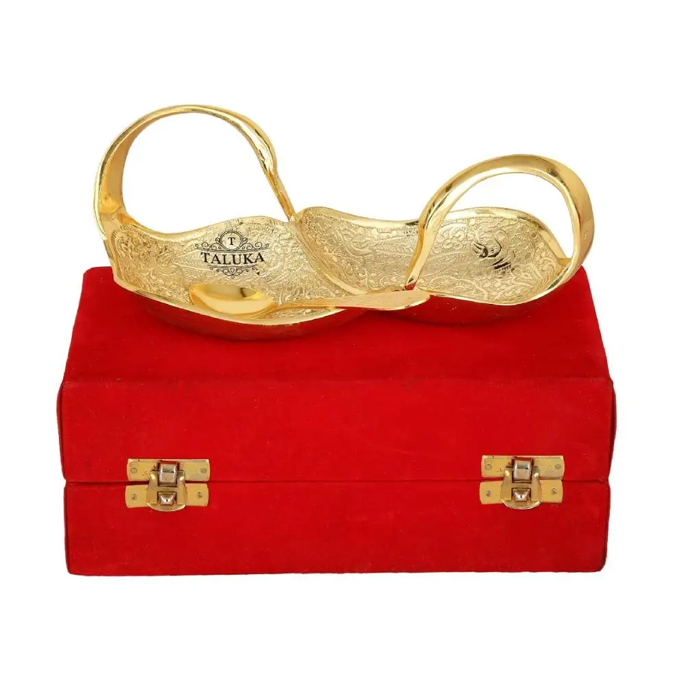 Manufacture decorative gold plated duck shape 1 spoon 1 mouth freshener brass bowl