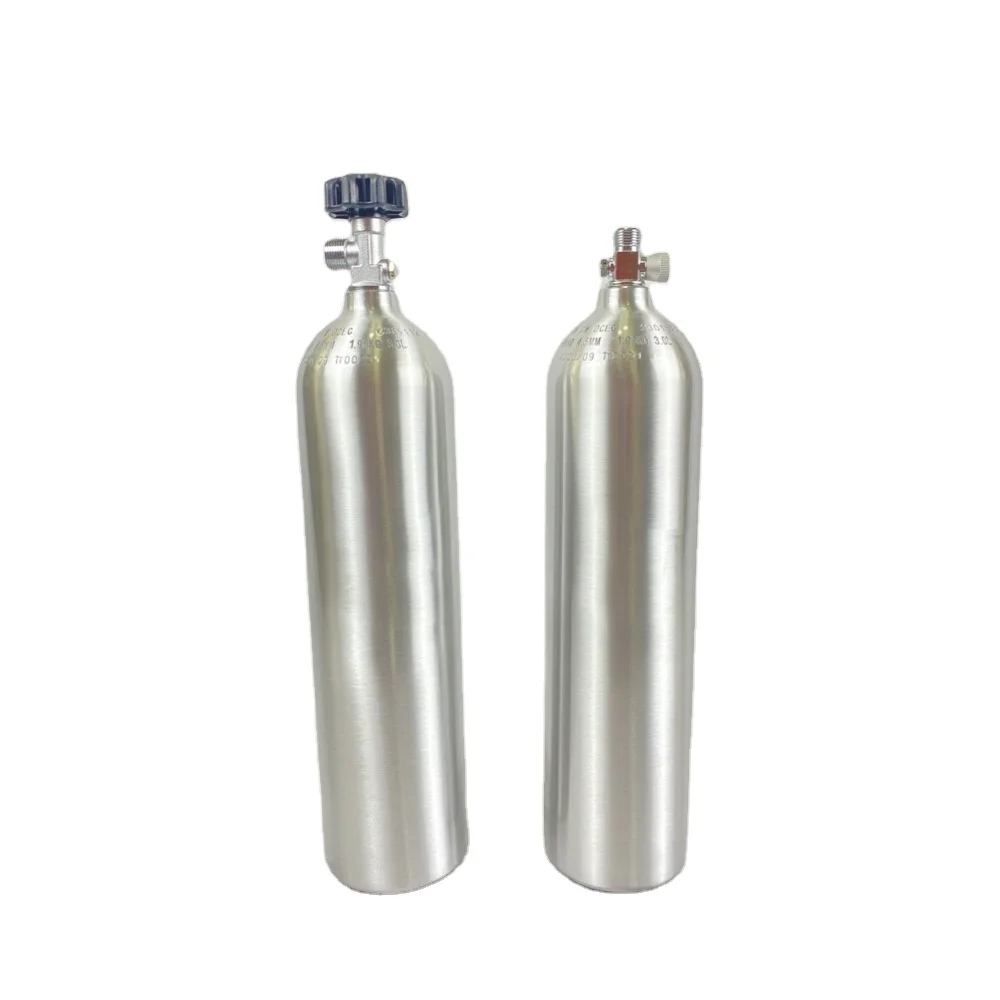 ISO7866 2L аквариумный завод co2 ЦИЛИНДР алюминиевый резервуар Co2 с ручкой w21.8 боковой