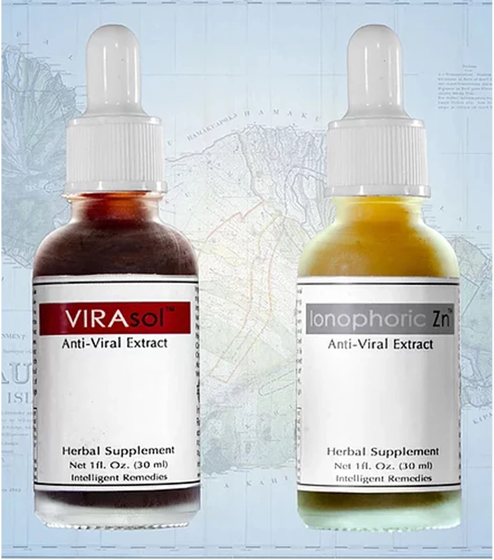 Intelligent Remedies Antiviral 1-2  Punch Set of Virasol Ionophoric Zn Immunity Supplements Immune Booster Herbal Treatment
