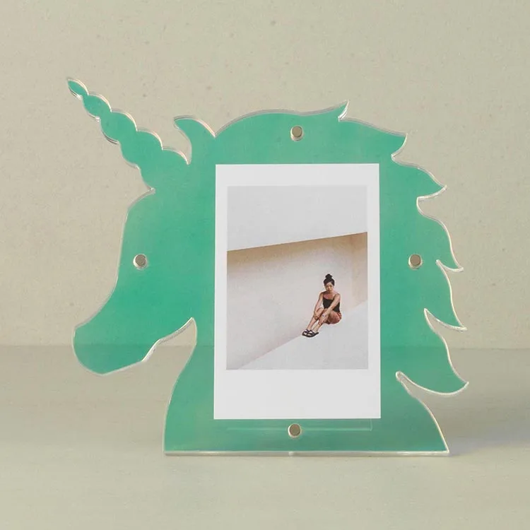 Iridescent High Quality Best Decoration Unicorn Shaped Acrylic Fujifilm Mini Instax Frame