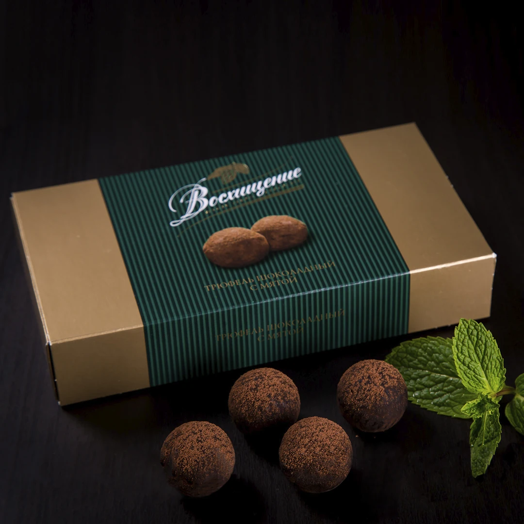 Chocolate candies truffles with mint Voskhishchenie