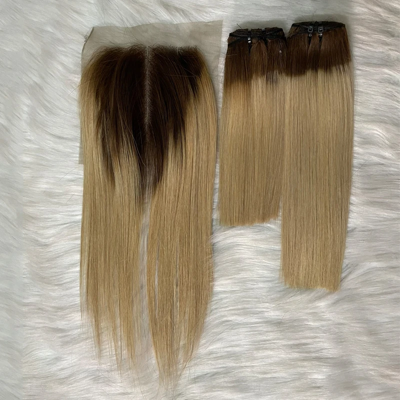 No Change Texture After Washing 28 Inch Bone Straight Human Hair Extensions Bundles With Closure