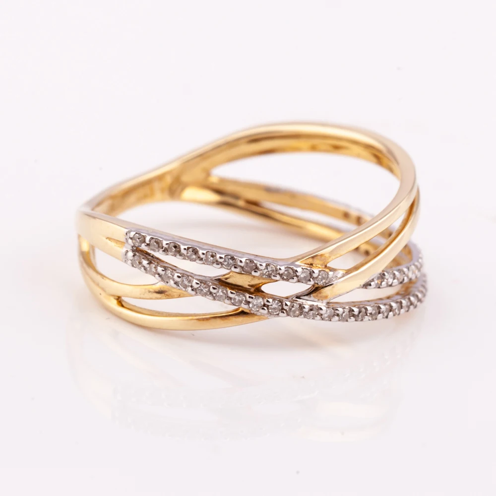 Минимальное 14K позолоченное серебро 925 пробы витое кольцо с бриллиантами изготовление на заказ высокое качество заводская цена