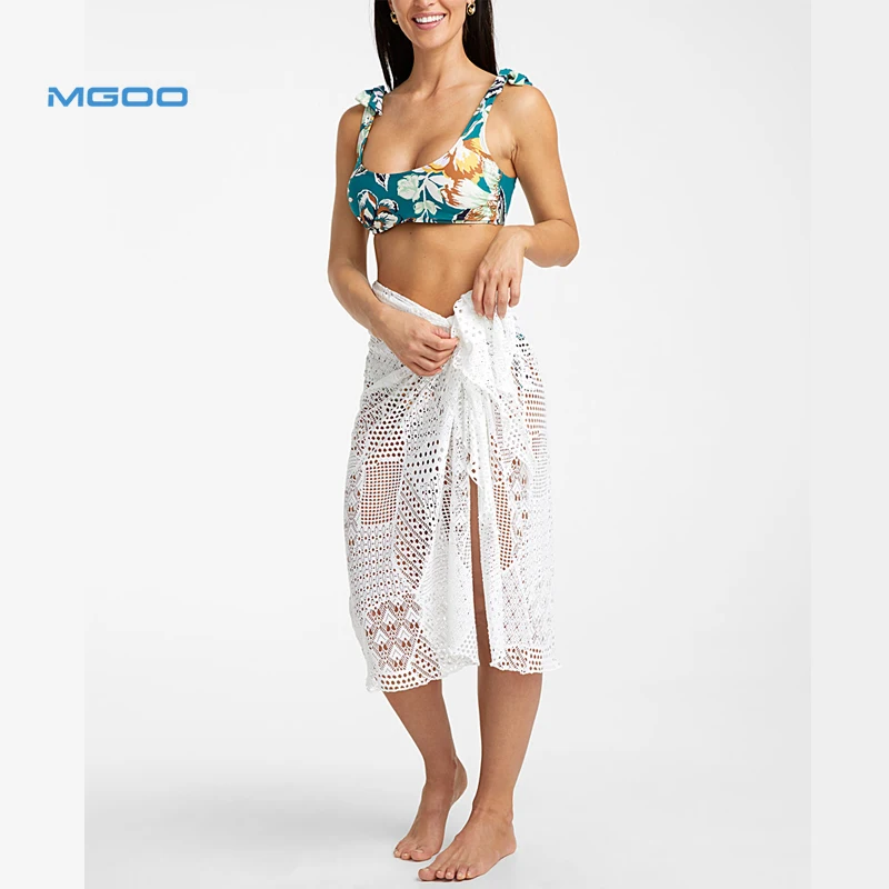 MGOO Hawaiian Crochet Pareo Beach Sarong Wrap Skirt Swimwear Women