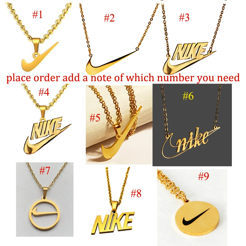 
In Stock stainless steel Custom Urban street style Swoosh Chain Necklace hiphop jewelry Tick Check Swoosh Pendant Necklace 