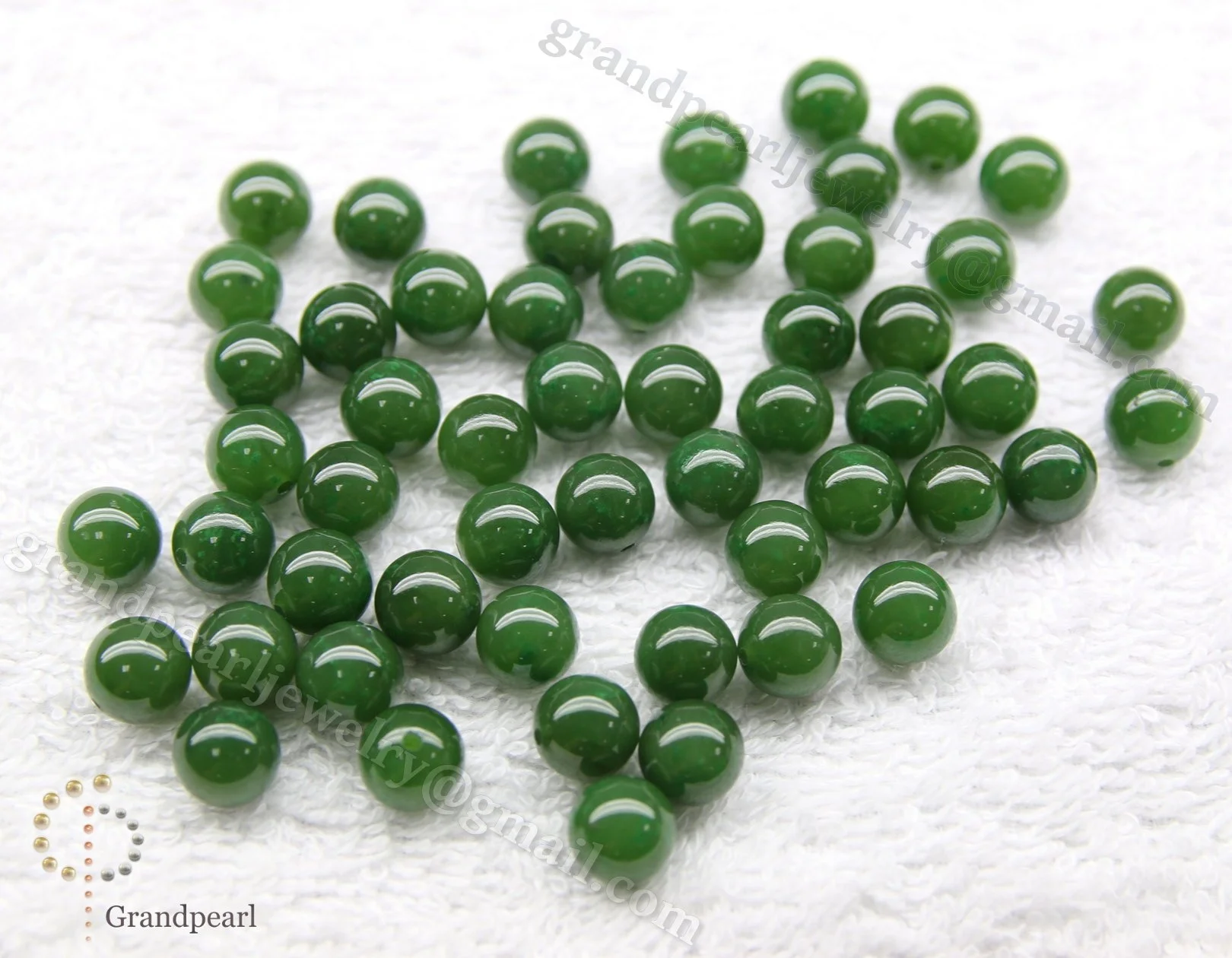 8mm half-drilled_loose beads - Genuine Canadian Nephrite Jade