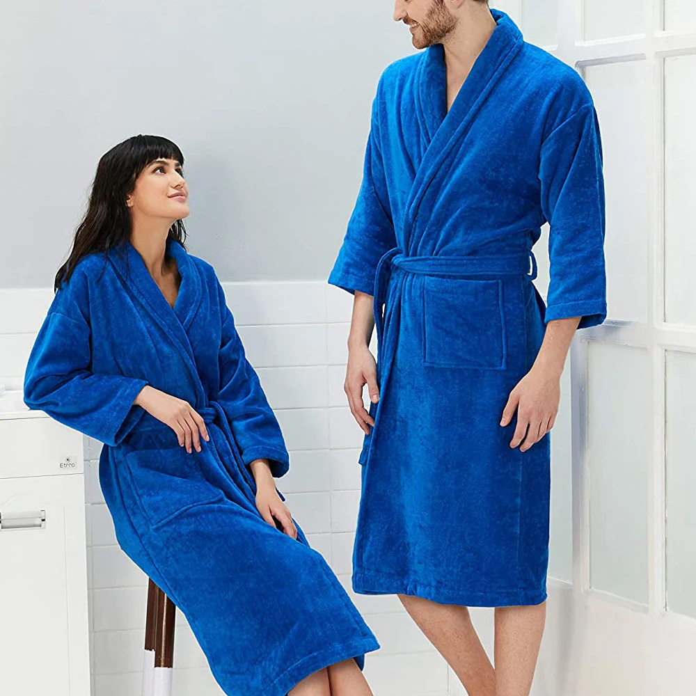 Kids Luxury winter cotton thick soft sweat sleepwear lounge long fleece towel terry bathrobe hotel mens bath robe U