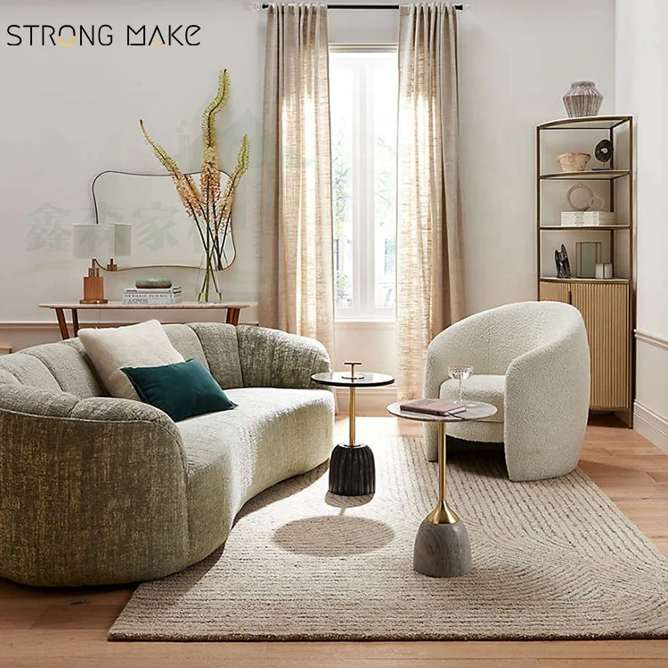 Luxury Nordic Mid Century Modern Comfort Arm Sofa Accent Sherpa Living Room Furniture Wholesale Single Chair Armchair