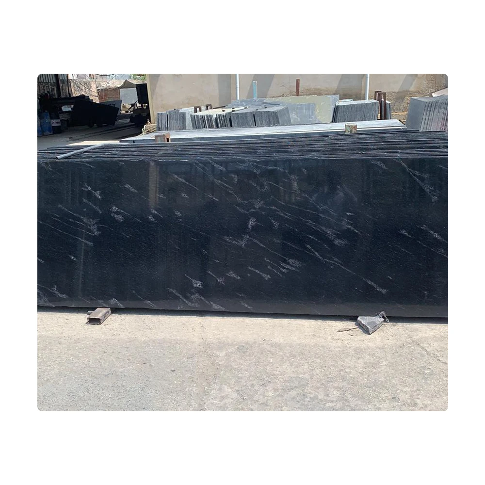 Best Quality Fish Black Granite Big Slab Countertops Tabletops All Natural Granite Indian Stone