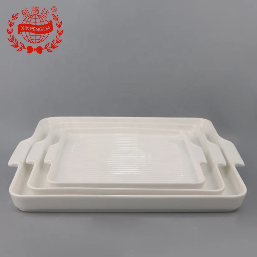 Горячая Распродажа, новый дизайн, белая посуда, квадратная полосатая тарелка для выпечки