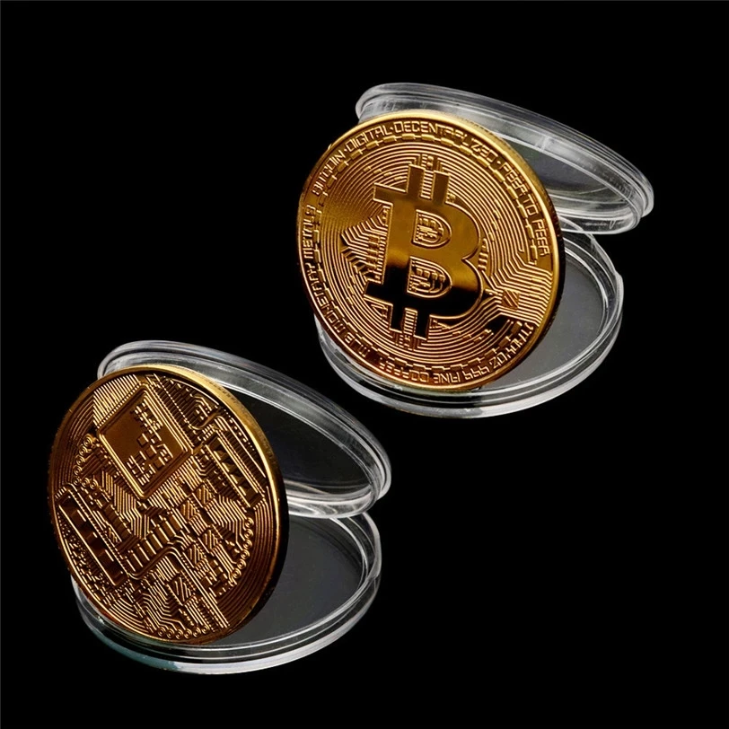 Bitcoin Coin Gold Plated Collectible Art Collection Gift Physical Commemorative Metal Antique