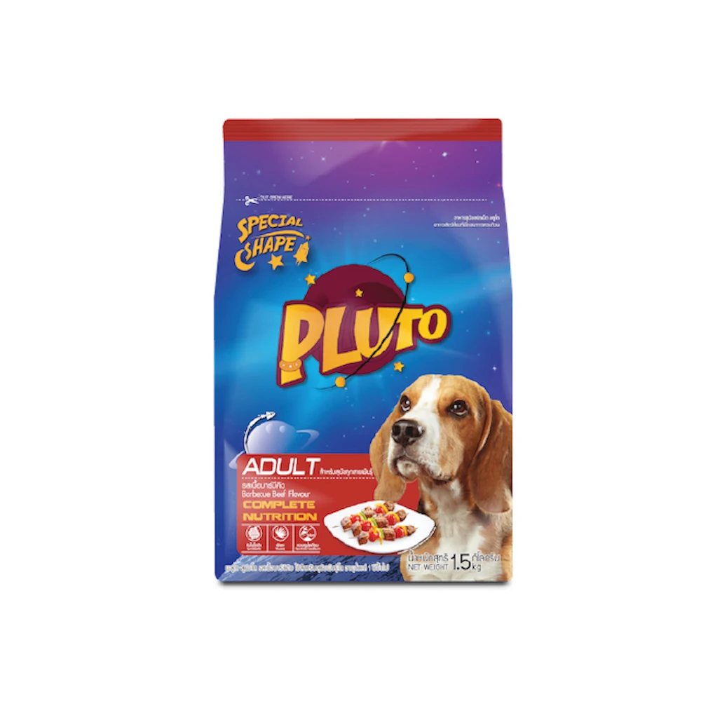 Pluto Dry Dog Pet Food Barbecue Beef Flavour (Large Breed) 1.5kg  Find Exclusive Distributors OEM Thailand
