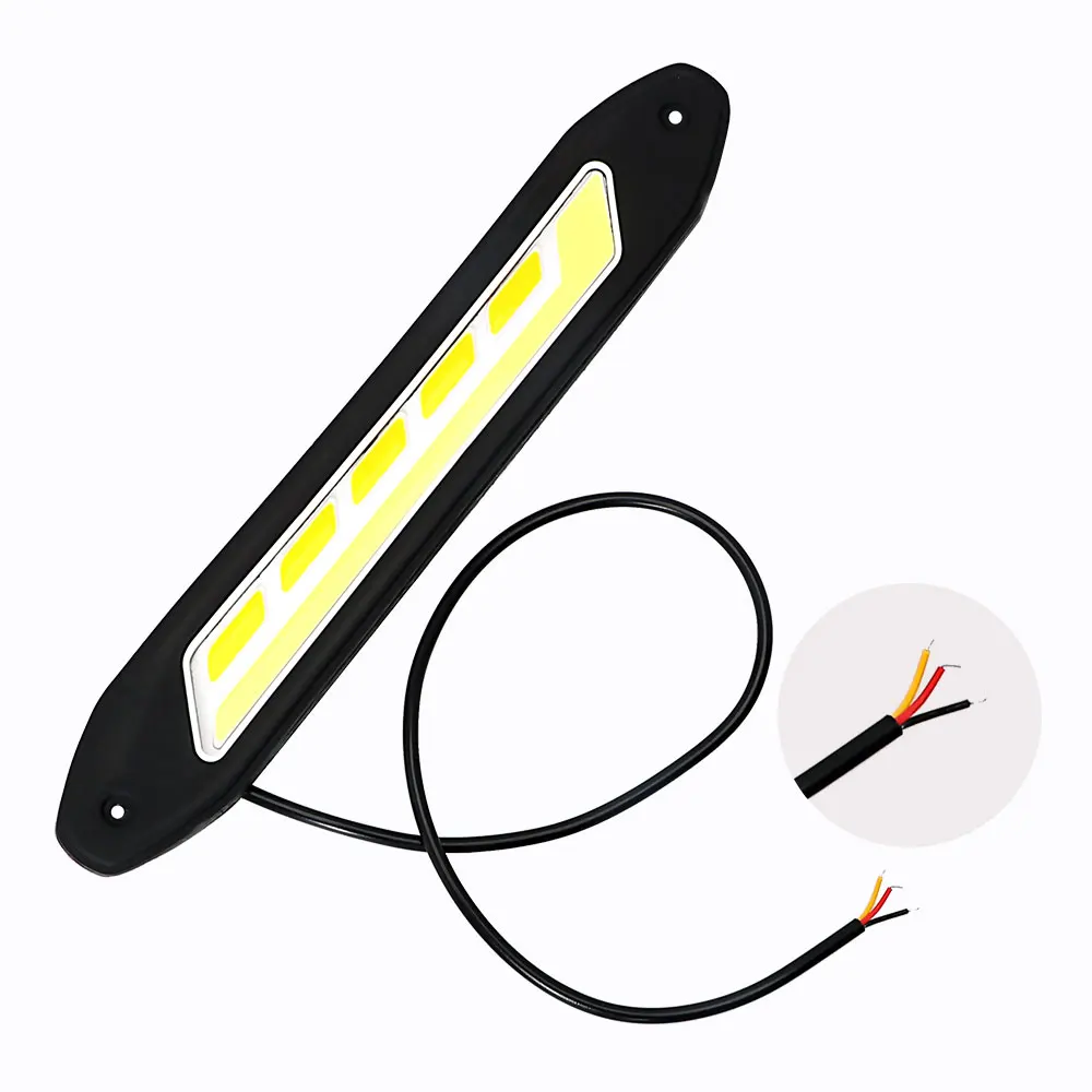 
26CM COB Fog Lights Car LED Daytime Running Lights Turn Signal Light Indicator DRL White and Yellow 