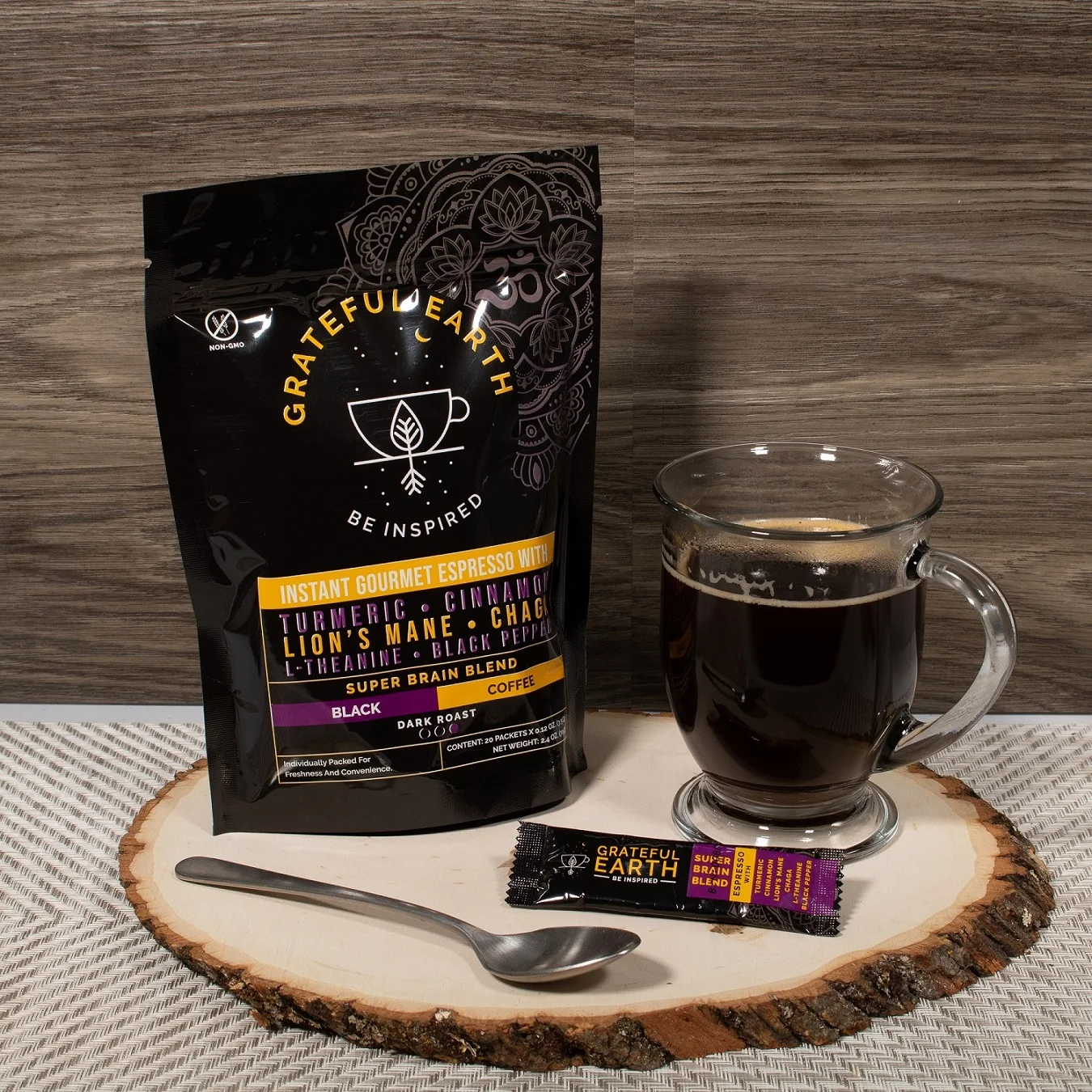 Grateful Earth Espresso Super Brain Blend Instant Coffee