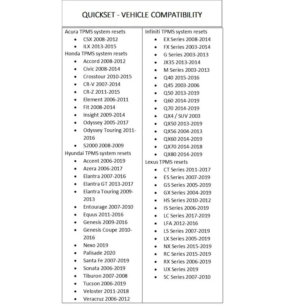 
ATEQ Quickset TPMS ECU Reset Activation Tool Relearn Tire Pressure Monitoring System for Asian Vehicles 