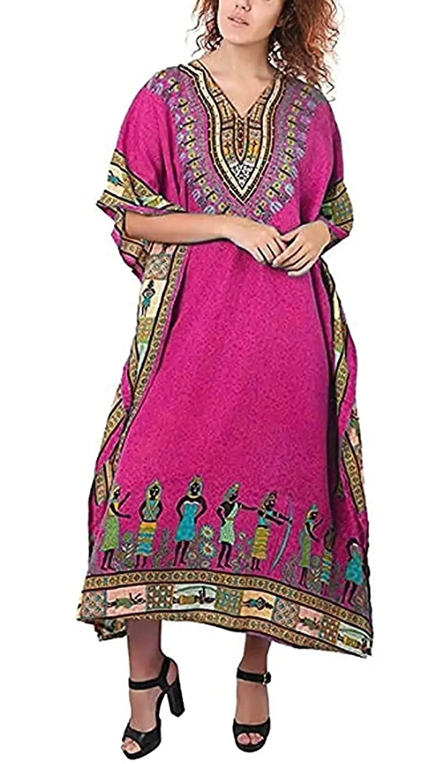 African caftan Night wear polyester maxi poncho Short design Women Kaftan Hippie Boho Dress Kimono Satiny Look Plus Size