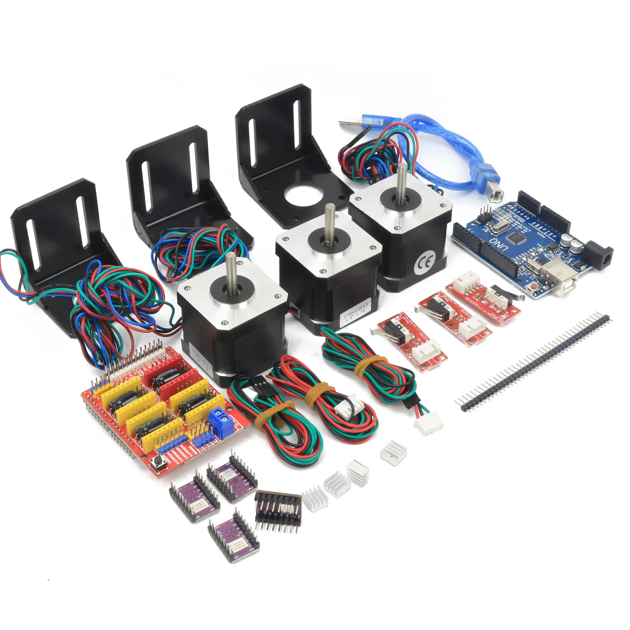 CNC Controller Kit Nema 17 Stepper Motor & UNO R3 Improvement Borad & DRV8825 Drivers For Arduino 3D Printer