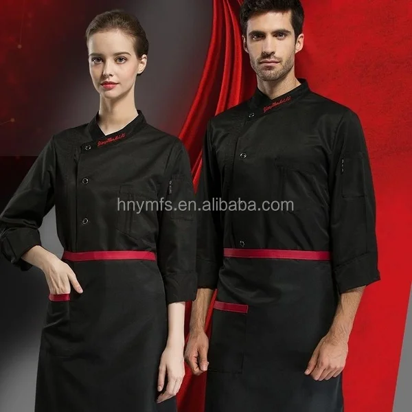 Hotel Bar Workwear Cafe Shop Bakery Uniform Restaurant Uniforme Waiter And Waitress Sets Jacket +Aprons