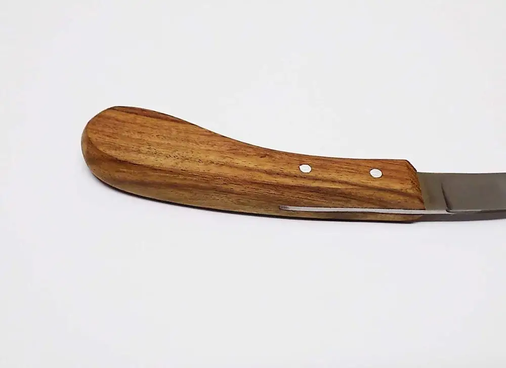 Hoof Knife Narrow Edge with Right Hand Wooden Handle Tasrou Brand Veterinary Mahersi