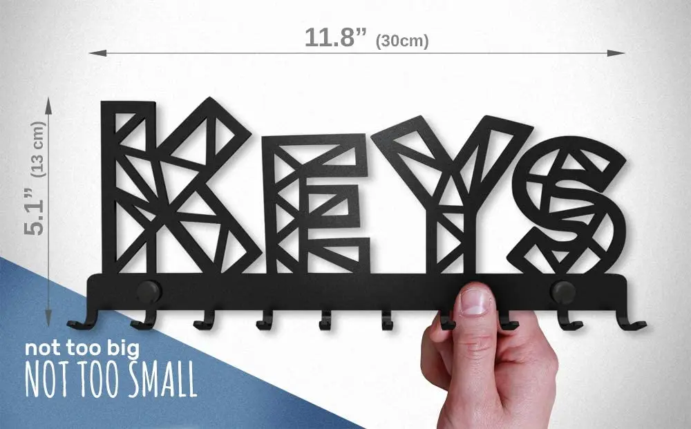 Custom Shape Key Hooks for Wall Iron Key Holder with 10 Key Hook For Living Room Bedroom Hallway and Office