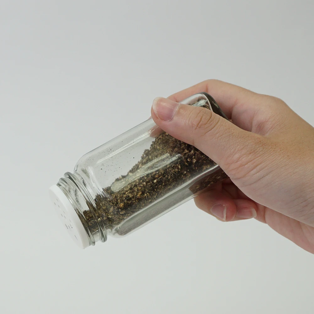 HNA Taiwan Made Square 120ml Glass Spice Jar with Plastic Silver Lid