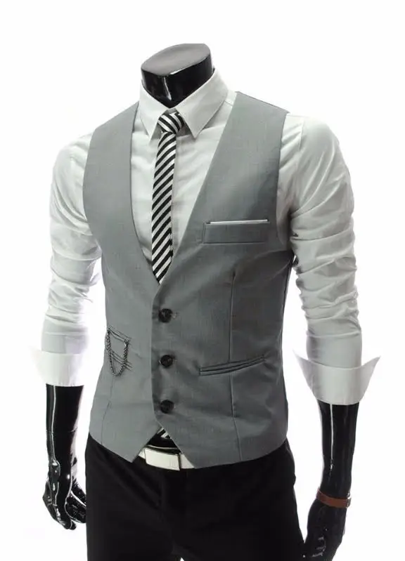 Formal Grey Color Wholesale V Neck Men Vest and Waistcoat (Whatsapp: Ms Hang: +84 975617125)