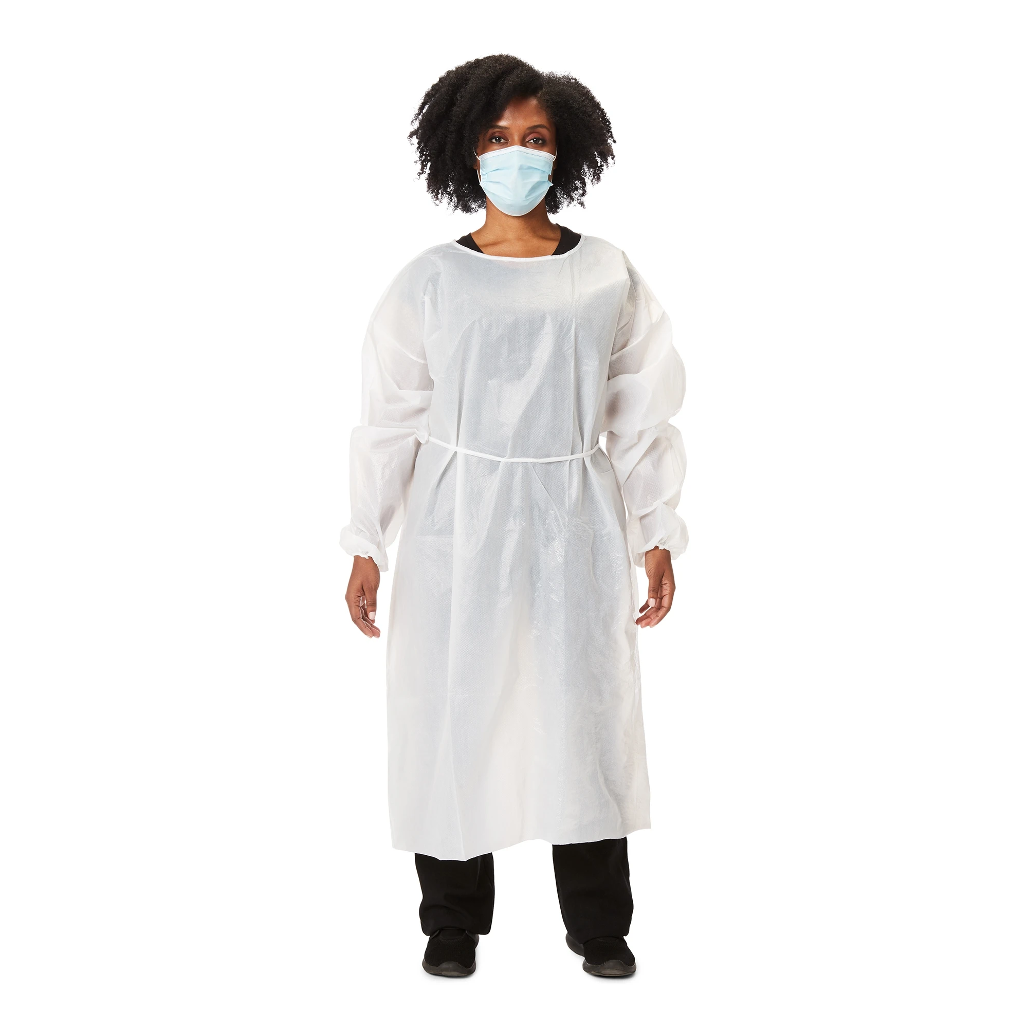 Protective Procedure Gown One Size Fits Most White NonSterile Disposable