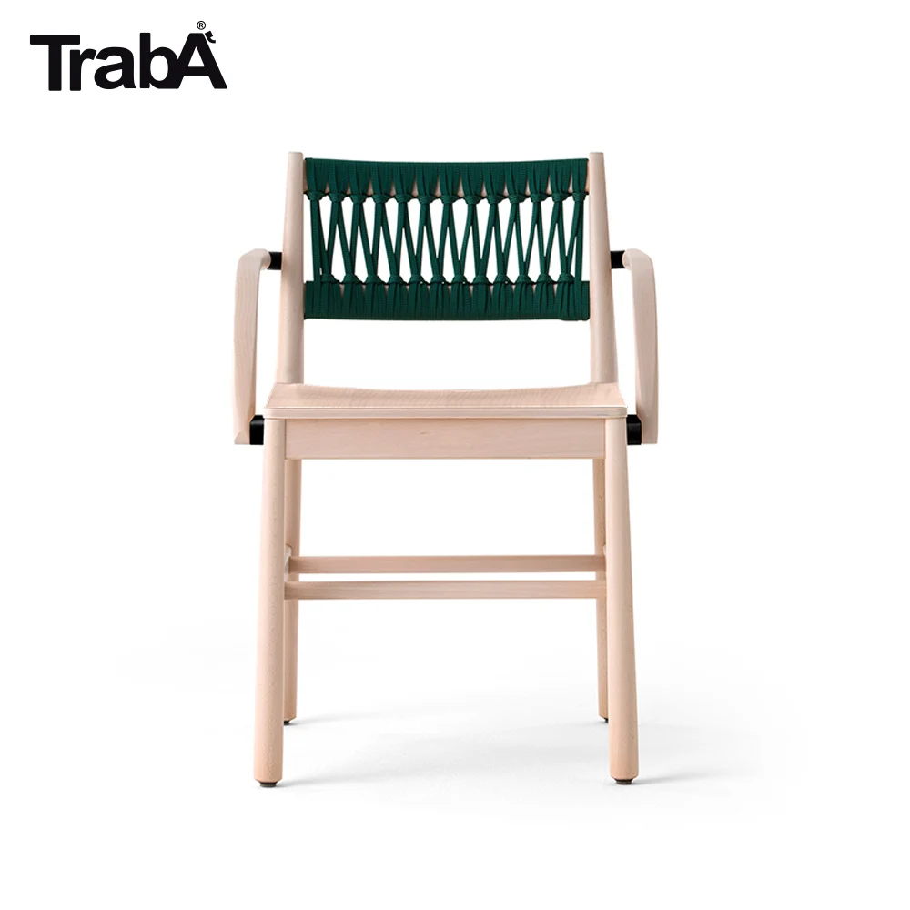 Best Quality armchair solid beech frame color rope backrest