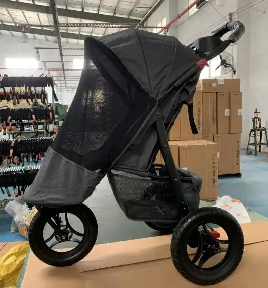 
one hand secure folding backrest recline go jogging one hand folding with big tray and basket overland 3 wheel stroller for baby 