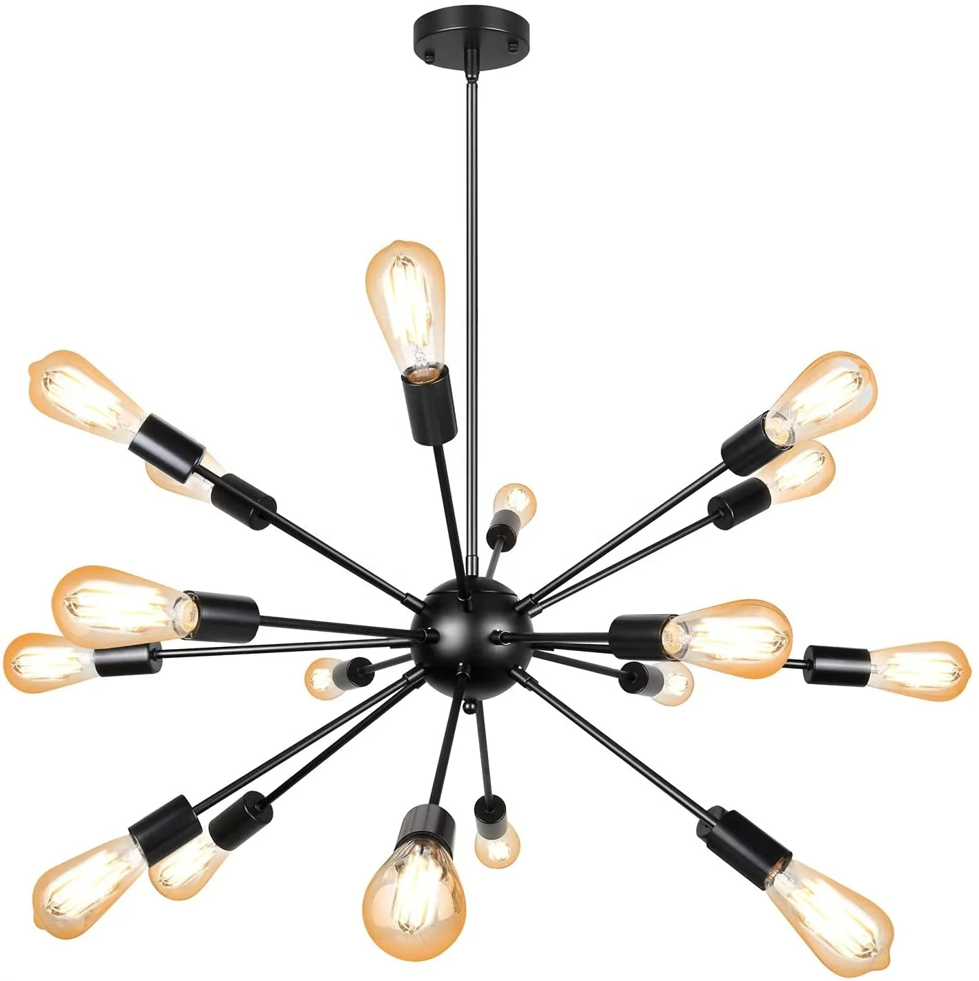 Sputnik Chandeliers 18 Lights Industrial Vintage Ceiling Light Fixture Large Adjustable Modern Black Sputnik Chandeliers