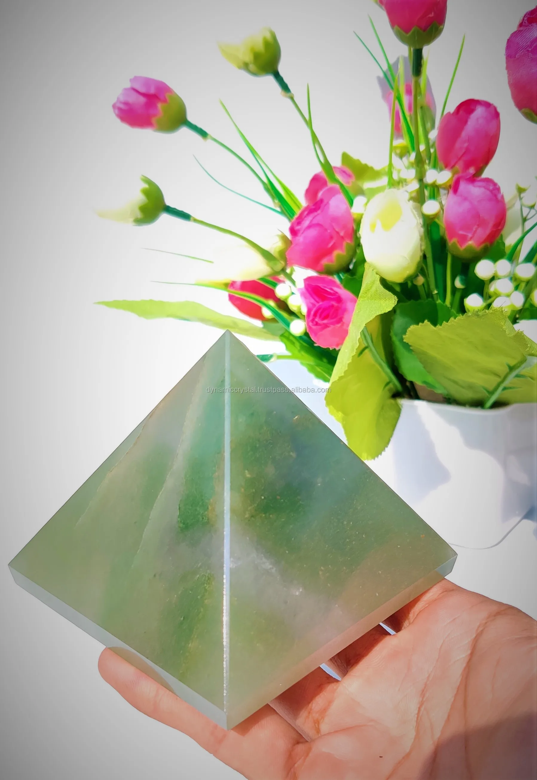 
Wholesale natural quartz crystal aventurine jade green pyramid wand to heal Green Aventurine Gemstone Pyramid Energy Generator 