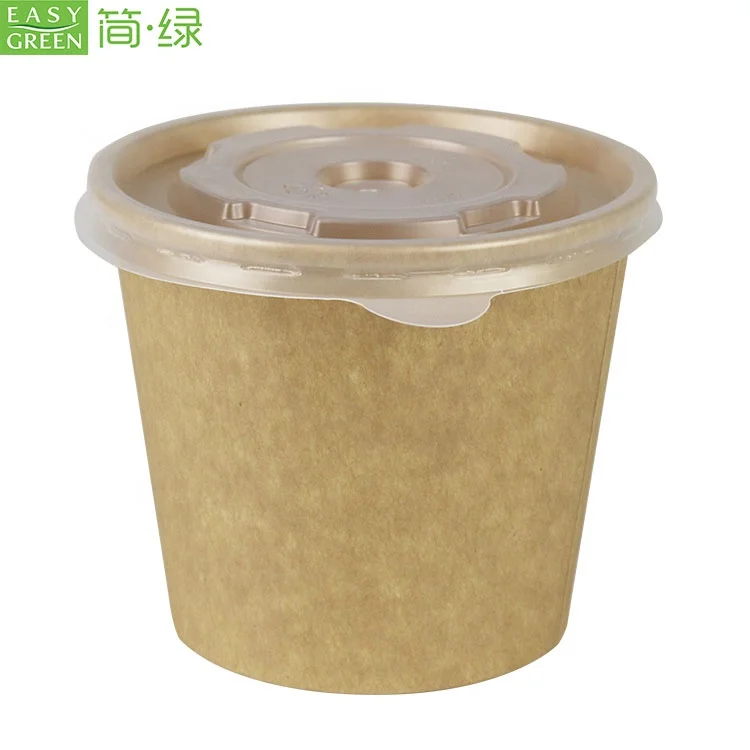 Легкая Зеленая горячая Распродажа одноразовые 32 унции Compostable крафт-бумаги миски с PP