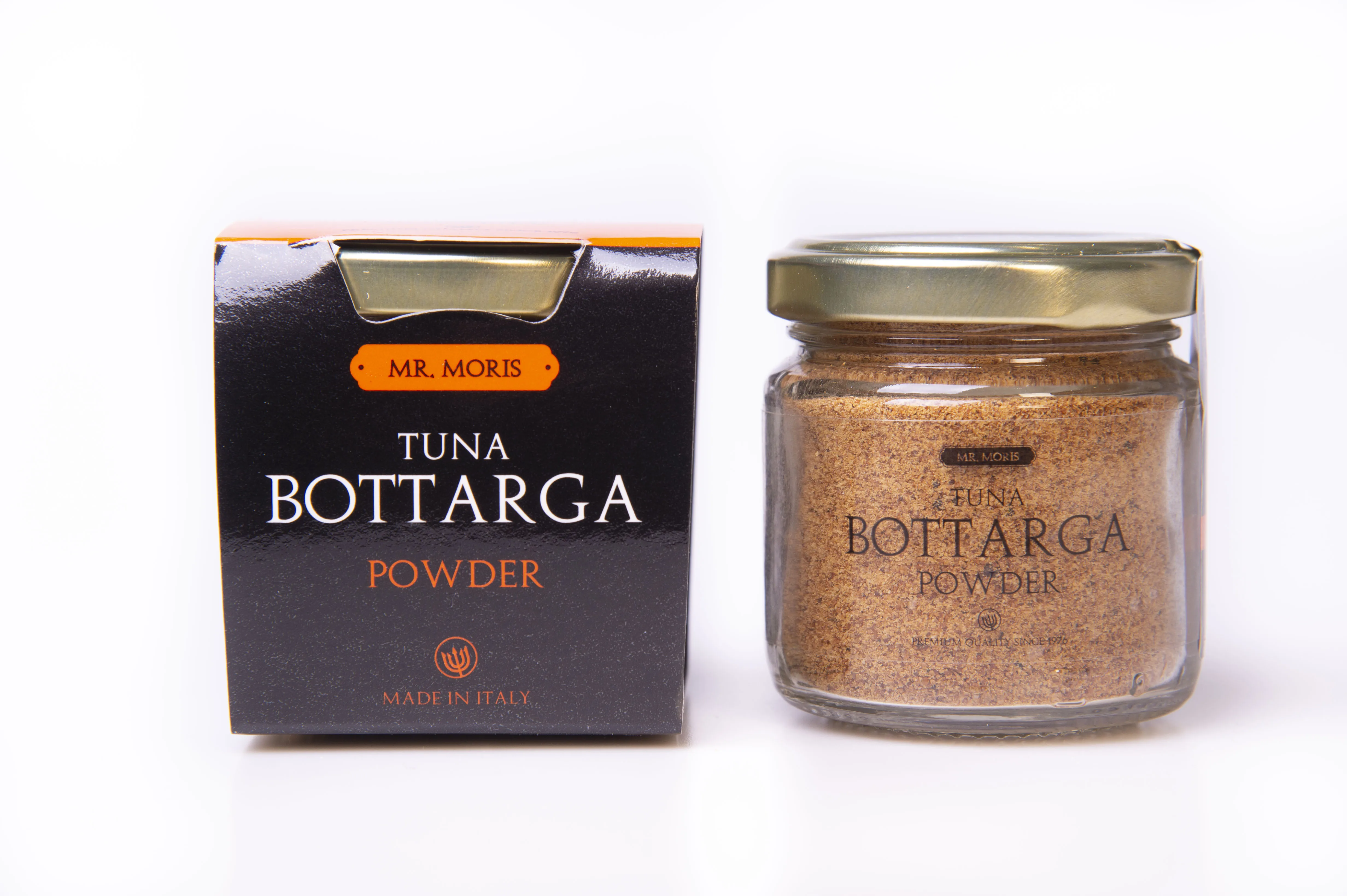 Premium Quality Grated Yellowfin Tuna Bottarga Mr. Moris Made in Italy Kosher Jar 50 g