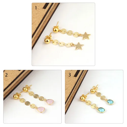 Bohemian vintage briolette cut pink quartz coin link dangle earring vermeil gold fashion statement handmade drop dangle earring