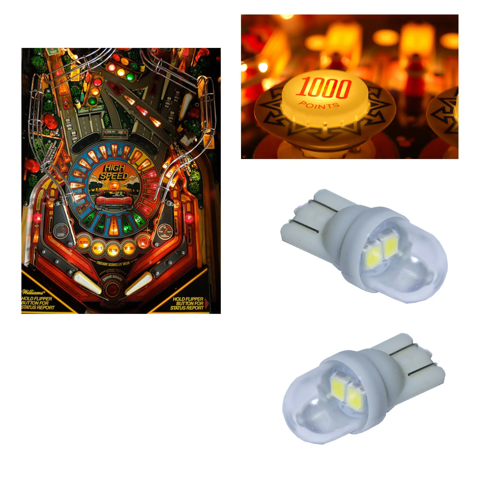 2 SMD 2835 Pinball Machine LED Bulb T10 w5w 194 168 wedge 6.3v AC/DC Amusement Pinball Bulb (Pinball, Stereo) PA