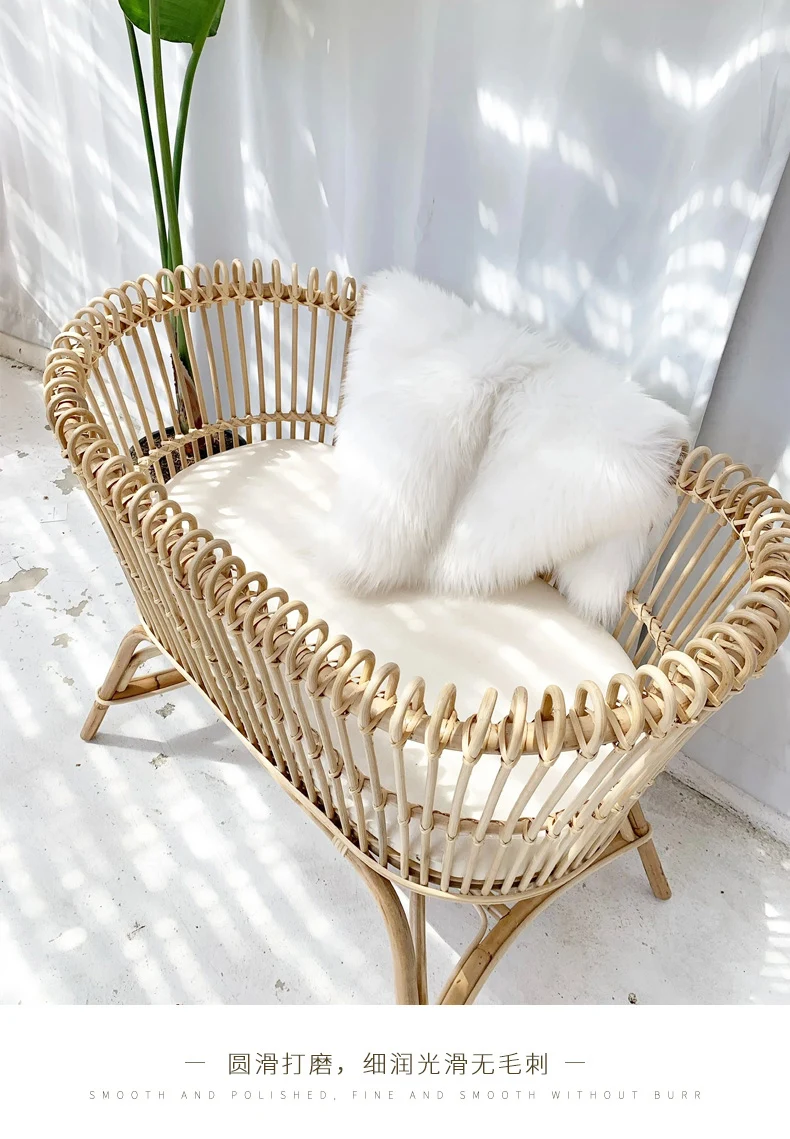Wholesale Rattan Crib; Natural Wicker Baby Crib; Sleeping Bed Rattan bassinet for infants from Vietnam/ SISU/ RFK-502