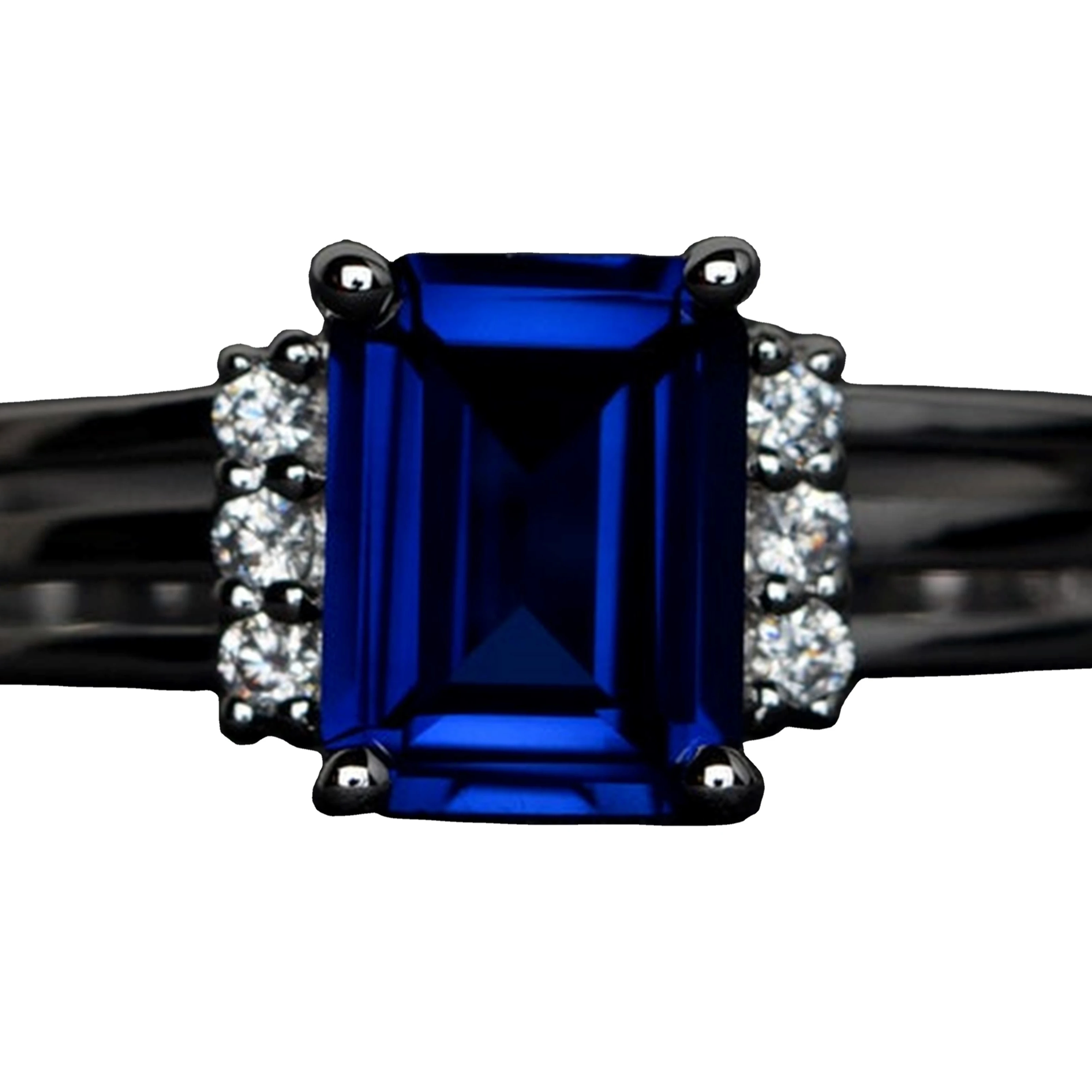 Синий сапфир обручальное кольцо Подушка cut с сапфиром Оптовая Продажа 925 стерлингового серебра сентября на день рождения Женские Ювелирные