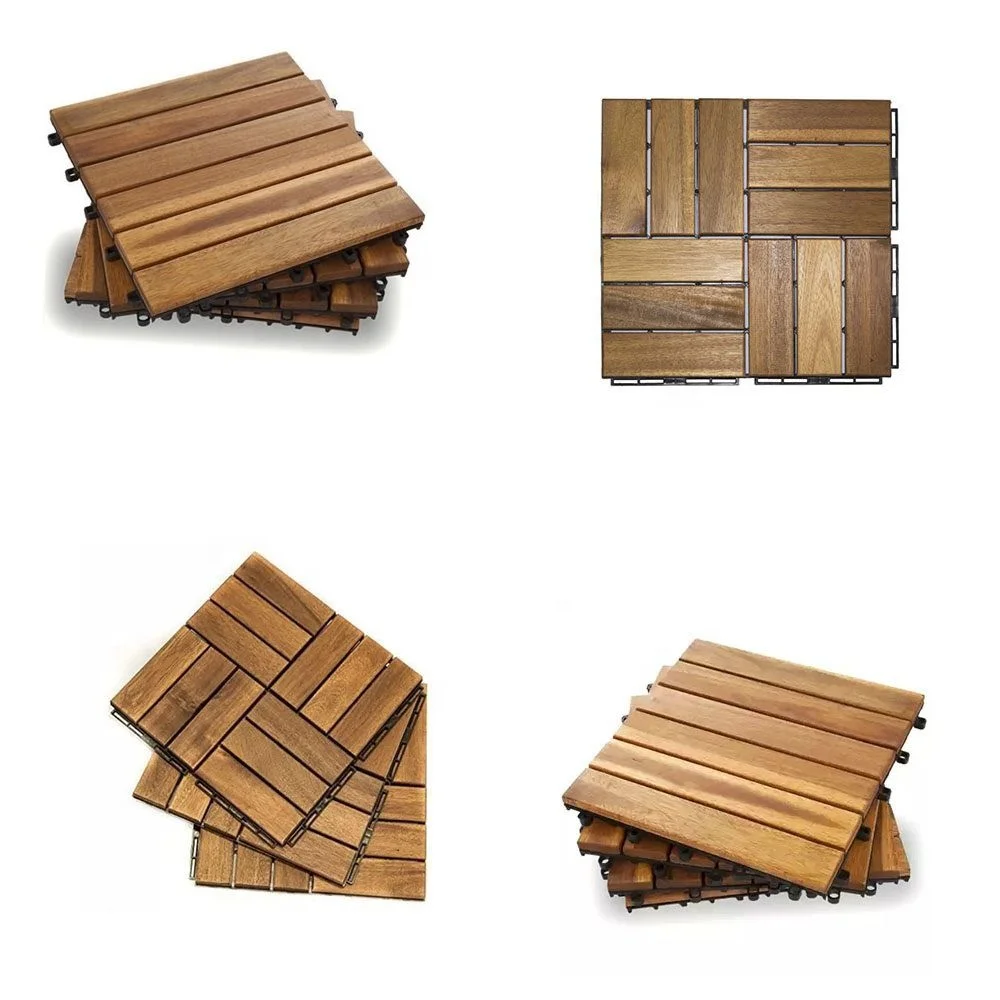 Плетеная напольная плитка из дерева акации, пластиковая композитная плетеная напольная плитка B6475