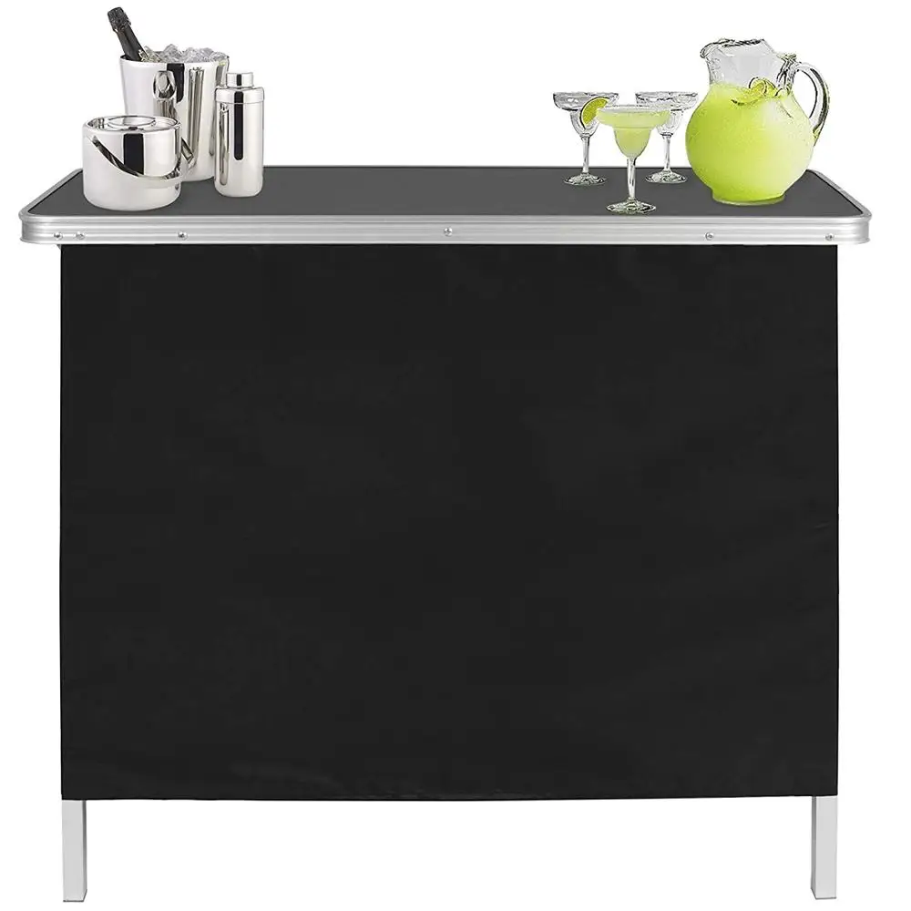Portable Folding Party Bar w/ LED Lights (Black & Green Bar Skirts) - Single Set