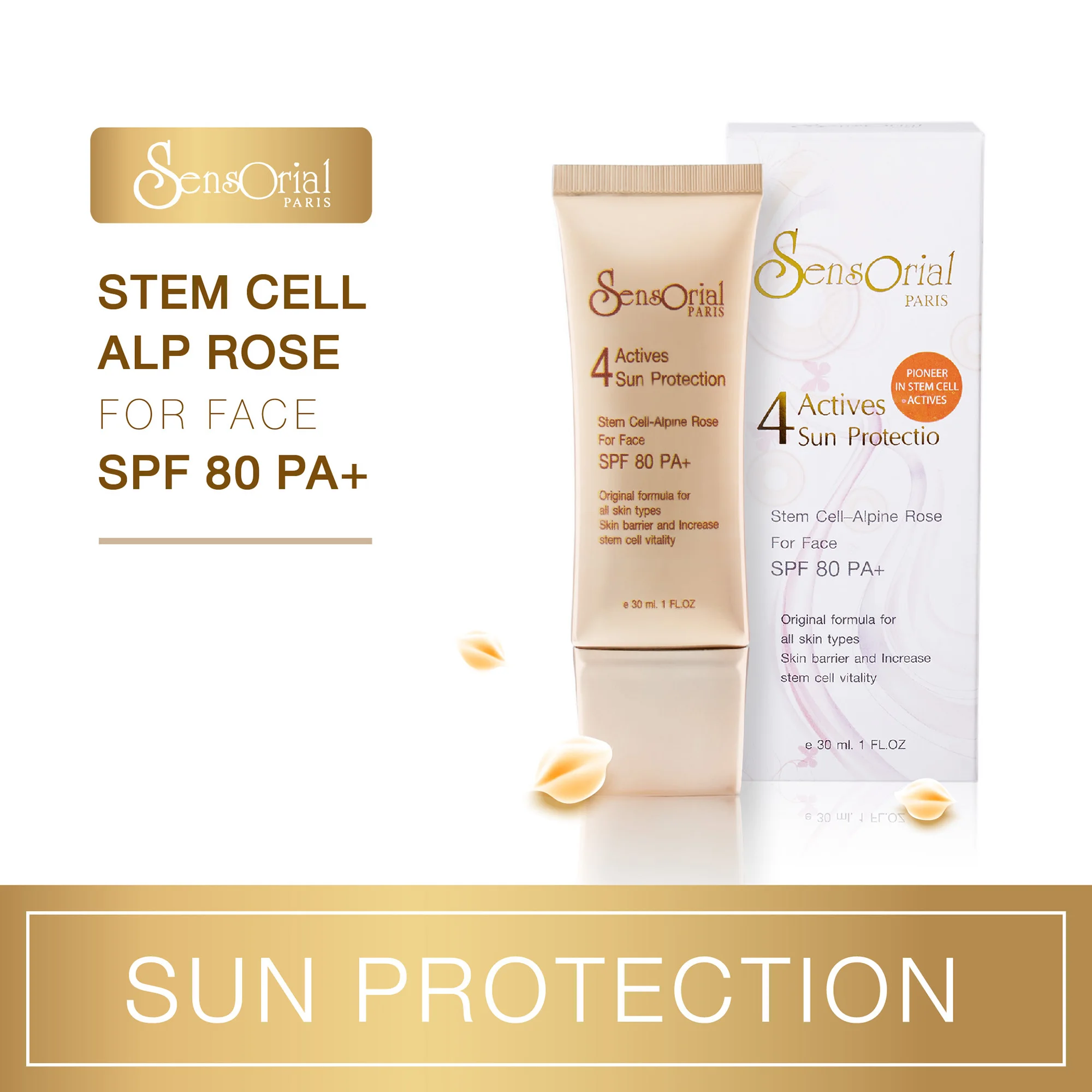 UV Protect Sun Block Lotion with Silk proteins extract Face Sun Cream Sunscreen SPF80 PA+ Water Proof 30 m