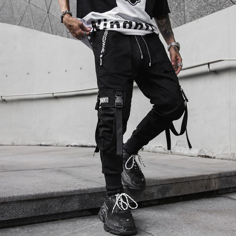 Hiphop Women Reflective Light Pants Women Casual Pockets High Waist Elastic Cargo Pants Streetwear