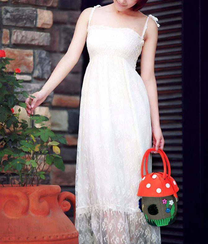 Ready To Ship Japanese Style Luxury Quality Cute Candy Color Ladies Handbag Fashion Personality Mushroom Shape Purse Tote Bag