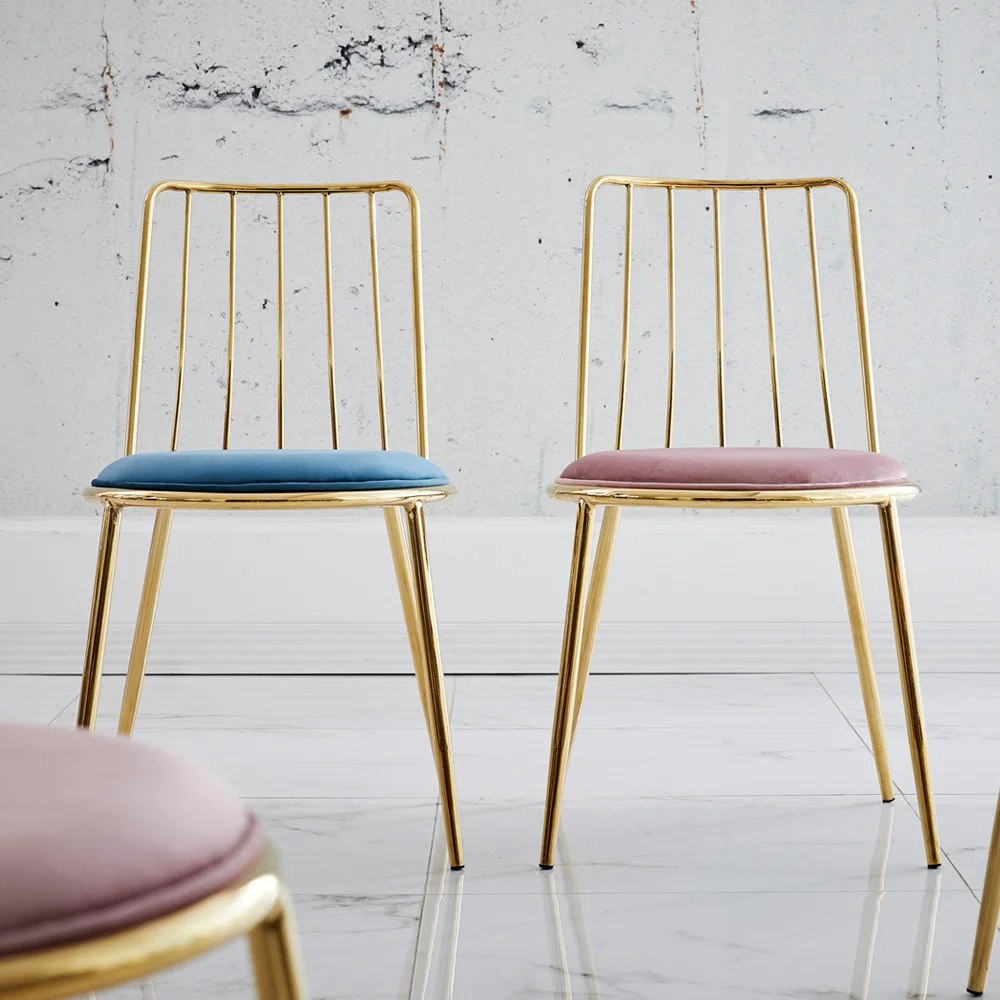 Gold Bar Stools Stackable Furniture Restaurant Hotel Pub Dining Counter High Chair Soft Velvet Bar Stools