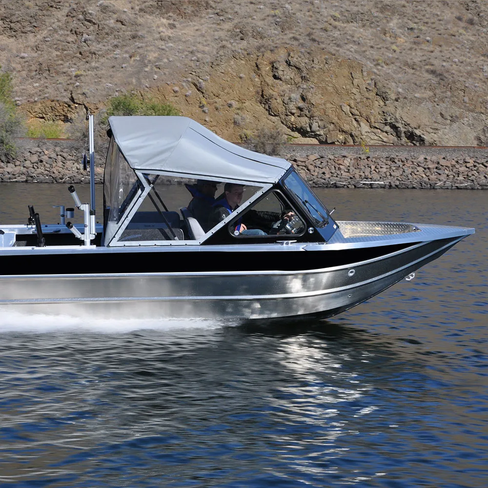 Soft Top All Weld  Aluminum Electric Sport  Fishing Boat with   forward mounted windshield
