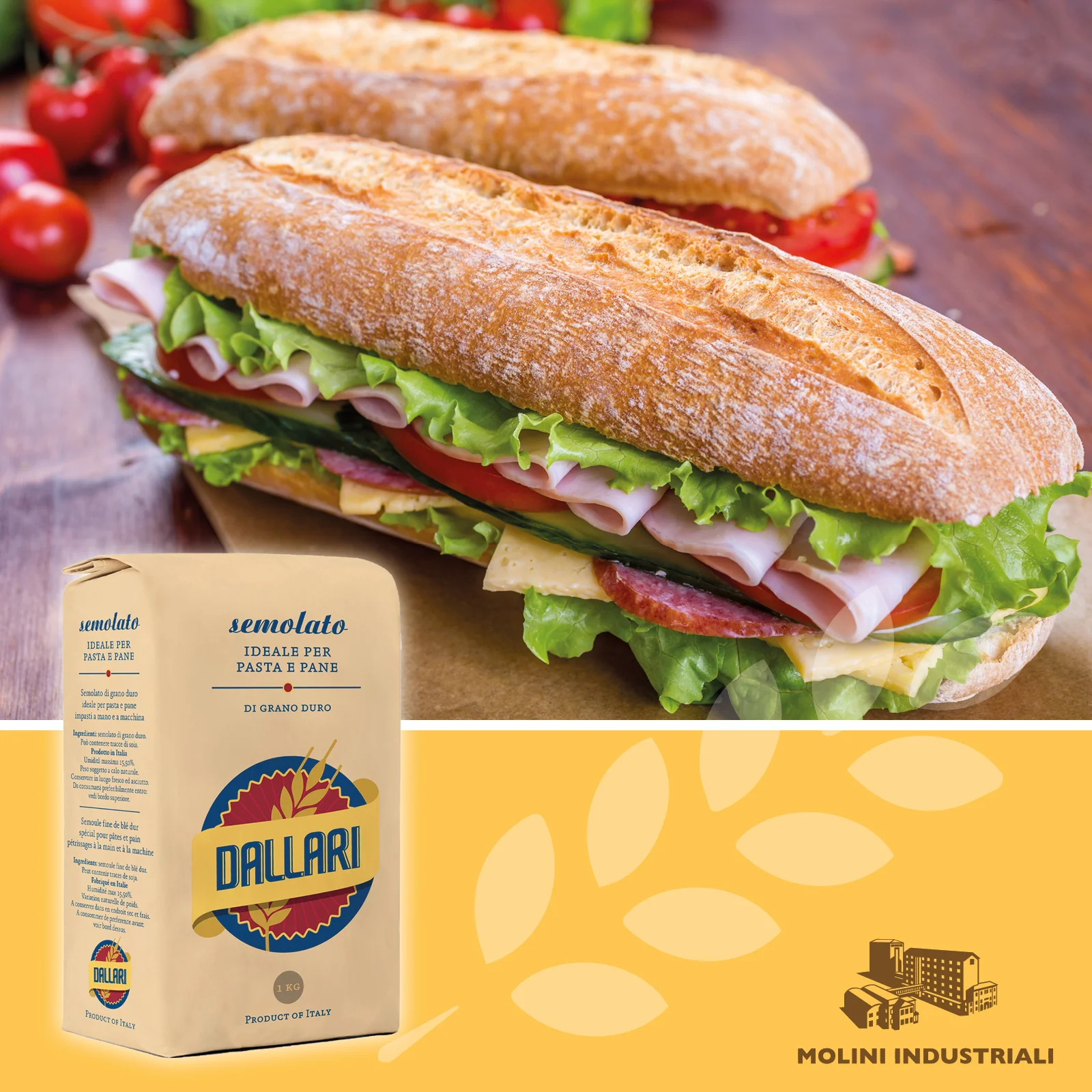 Высшее качество 100% Сделано в Италии твердая пшеничная мука для хлеба и пасты для розничного и домашнего использования 1 кг