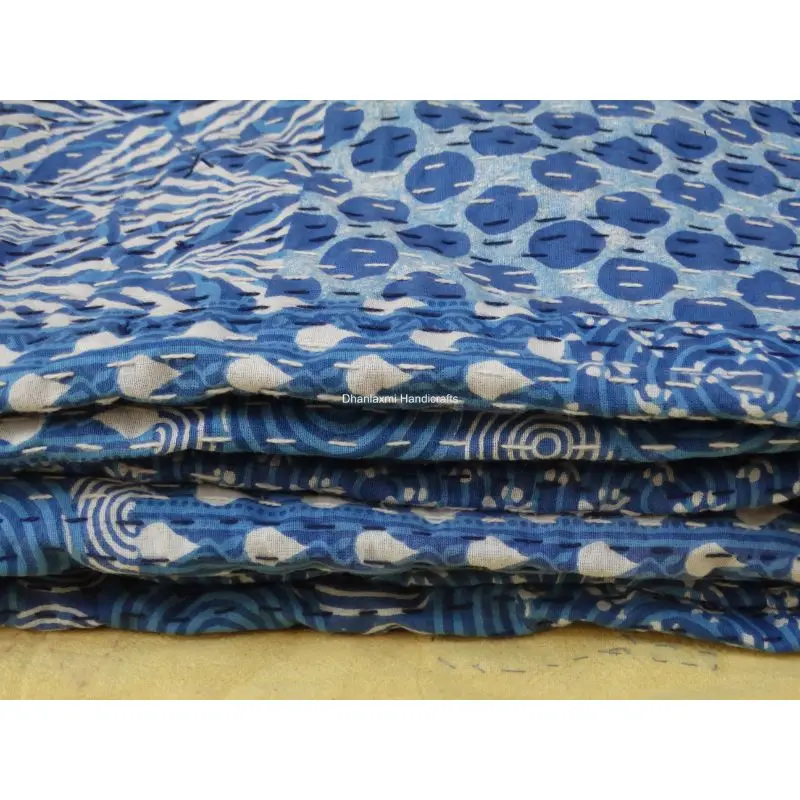 Красивое домашнее украшение оптом ПОКРЫВАЛО РУЧНОЙ РАБОТЫ Хлопковое одеяло Kantha индийское многоцветное покрывало с принтом Gudari дизайн