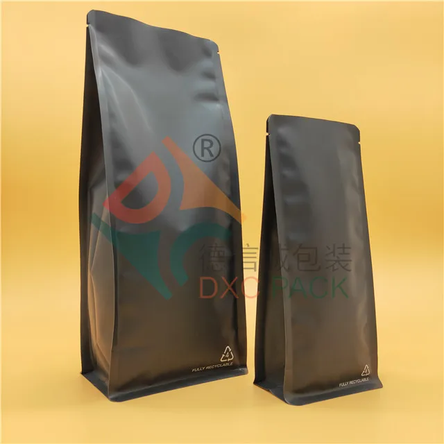 
250g green recyclable mono PE coffee bag with valve 